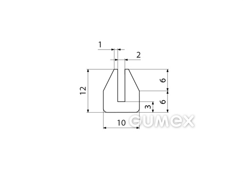 "U" Silikonprofil, 12x10/2mm, 60°ShA, -60°C/+180°C, transparent, 